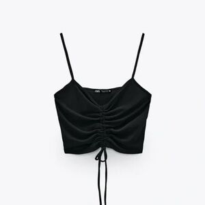 Zara Black Ruched Women's Crop Top